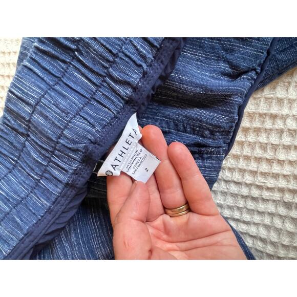 Athleta Athleisure Boho Draw String Waistband Wide Leg Soft Pants Navy Blue Sz 2 - Picture 4 of 10